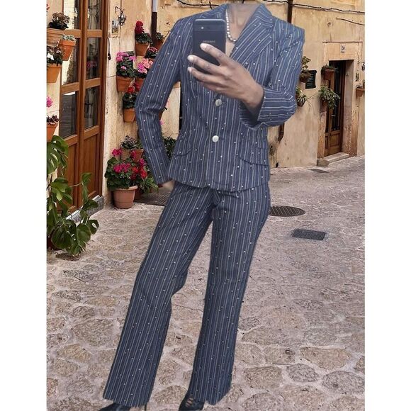 Versai Dark Blue Pant suit - Picture 1 of 10